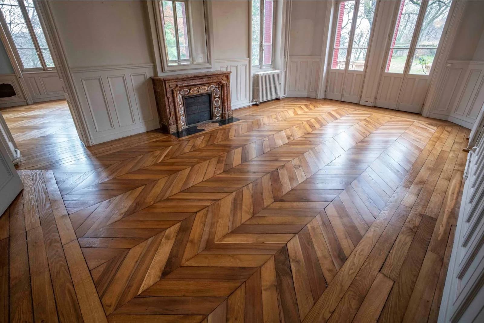 Parquet posé en point de Hongrie dans un appartement ancien